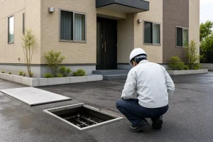 収益物件の売却前に外壁とロードヒーティング設備を確認するイメージ