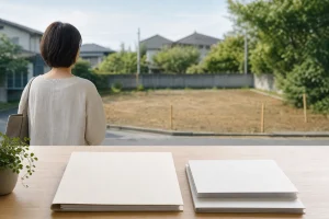 相続放棄後の土地について書類と管理状況を確認するイメージ